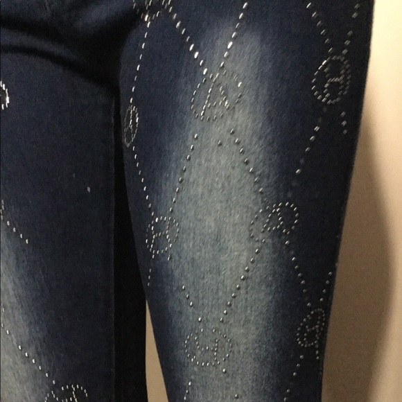 Blue Denim Jeans,Rhinestone embellished at Front, - Picture 6 of 11
